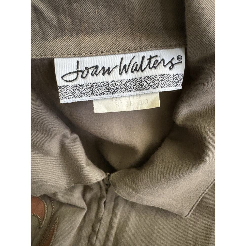 80's Joan Walters Jumpsuit Brown Chalders Pads Sz Medium 100% Cotton Made in USA - Picture 7 of 12